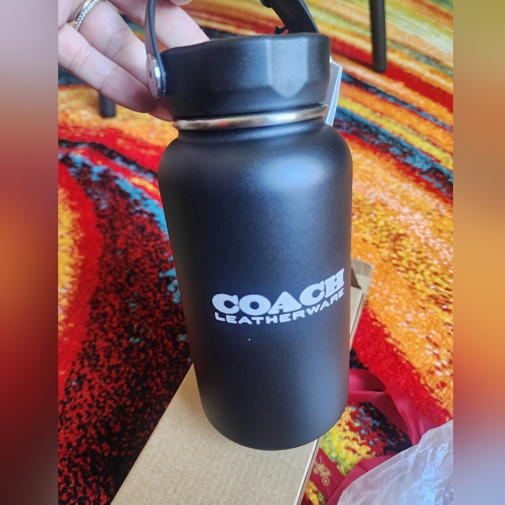 Coach Matte Black Water Bottle